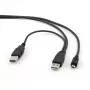 Kabelis USB 2.0 Dual AM-MINI 0,9 m / juodas CCP-USB22-AM5P-3 Gembird