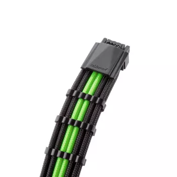CableMod 12VHPWR į 3× PCIe ModMesh kabelis 45 cm, juoda/šviesiai žalia