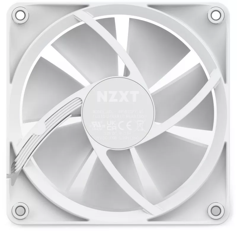 NZXT F120 RGB 120 mm ventiliatorius baltas, 4-pin, 1800 RPM, 50.18 CFM, 18 LED