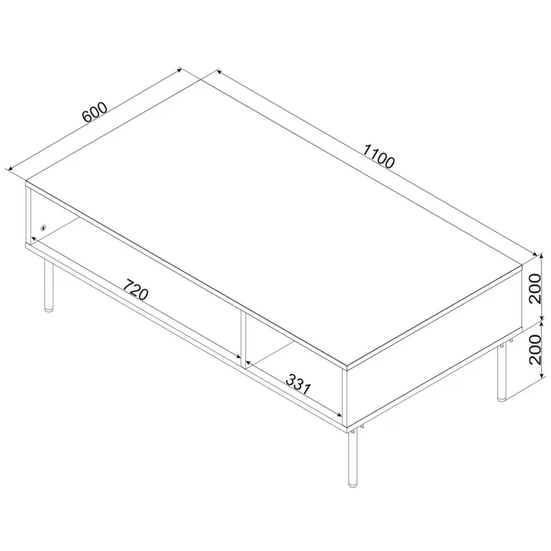 Cama PALAZZO BIS table/latrine 110x60x40 matinis juodas