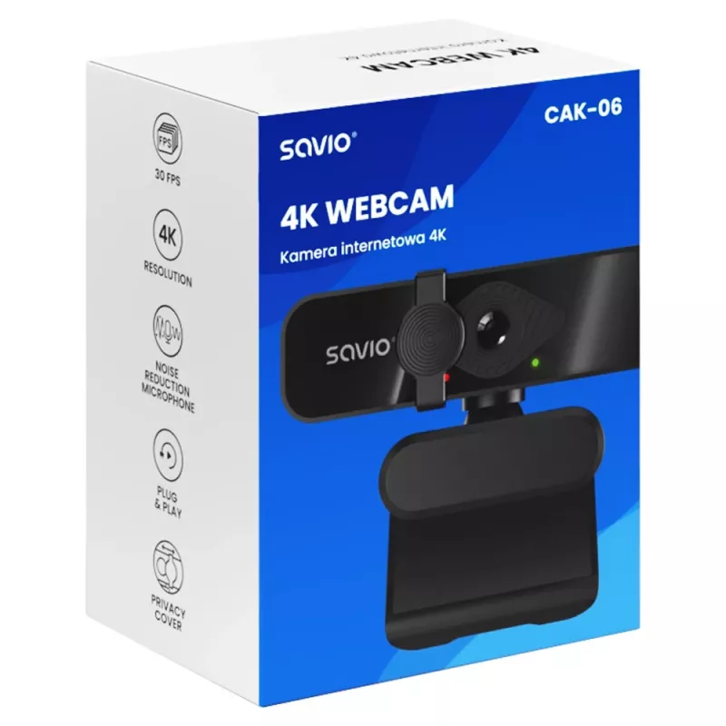 Internetinė kamera Savio CAK-06 4K Ultra HD USB juoda