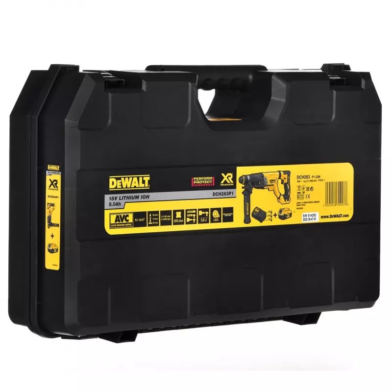 18V XR bešepetėlis rotacinis plaktukas su 1x5.0Ah baterija; 3J; 28 mm