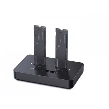 GEMBIRD stalinė dviejų diskų USB Type-C M.2 NVMe ir SATA SSD stotelė DD2-U3M2, palaiko M.2 2242, 20 Gbit/s, RTL9210B