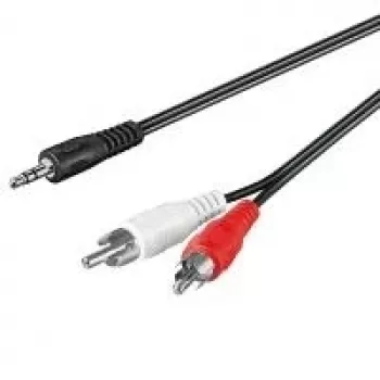 Wentronic Goobay 3,5 mm lizdo / RCA adapterio laidas HQ, juodas, 1 m - 3,5 mm kištukas (3 kontaktų, stereo) > 2x RCA kištukas (kairysis/dešinysis garsas) (51648)