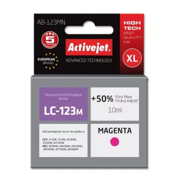 Activejet AB-123MN rašalas (pakaitalas Brother LC123M/121M; Supreme; 10 ml; rausvai violetinė)
