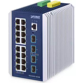Valdomas jungiklis PLANET IP30 pramoninis L3 16 prievadų Gigabit Ethernet IGS-6325-16T4X