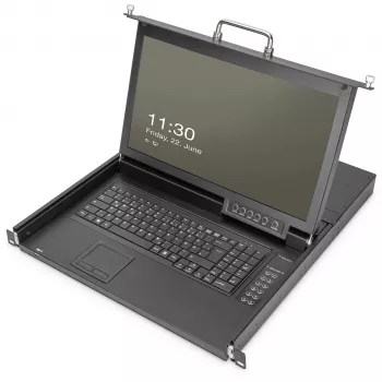 KVM konsolė Digitus 17 colių HD LCD 8 prievadų VGA vokiška klaviatūra