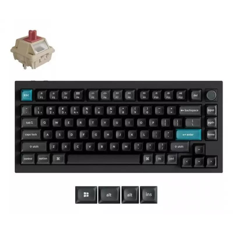 Mechaninė klaviatūra Keychron Q1 Ultra 8K — 75% išdėstymas, USB + RF belaidis + Bluetooth, RGB, juoda
