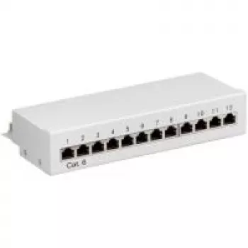 Wentronic Goobay CAT 6 Mini/Stalinis pataisos skydelis, 12 prievadų, pilkas - STP ekranuotas, pilkas (69306)