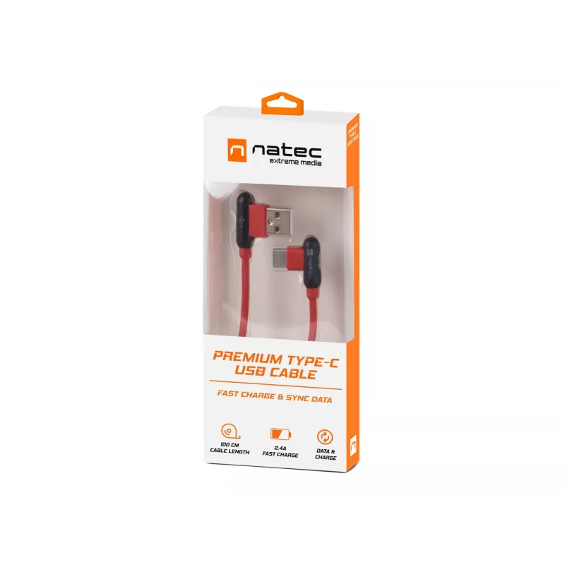 USB laidas NATEC NKA-1201 USB 2.0 1 m USB A USB C juodas raudonas