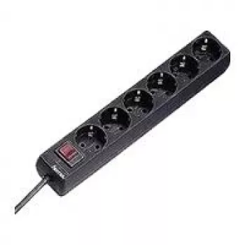 Hama 00030394 apsauginis nuo viršįtampių lizdų blokas juodas 6 AC lizdai 230 V 1.4 m