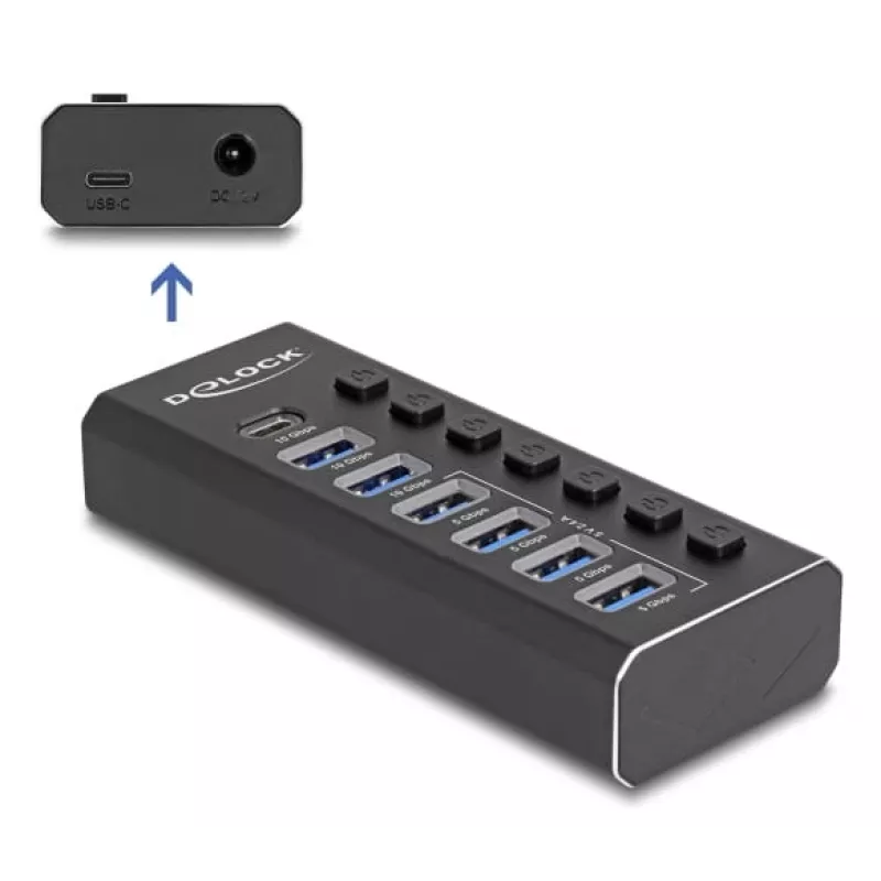 DeLOCK 64326 USB 3.2 Gen 2 (3.1 Gen 2) Type-C centrinė stotelė 10000 Mbit/s juoda