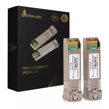 Extralink SFP28 25G 2 rinkinys | SFP28 modulis | 25Gbps, LC/UPC dupleksas, 1310nm, 10km, vienmodis, DOM tinklo siųstuvas-imtuvas