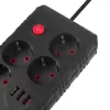 Ilgintuvas MACLEAN MCE392 B – 4 kištukiniai lizdai, 3×USB, 110–240V, 2,1A, 2500W, 1,5 m laidas, juodas