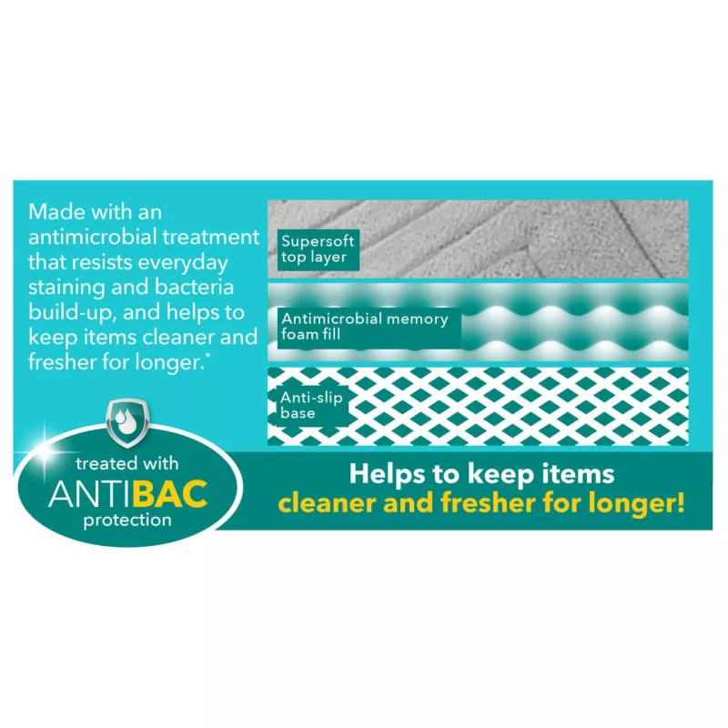 Kilimėlis voniai Beldray LA032647LGRYUFFEU7 Antibac Chevron memory foam, antibakterinis, pilkas