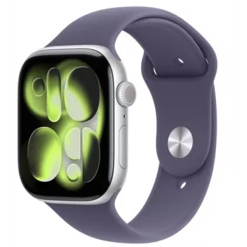 Apple Watch Series 11 GPS + Cellular 42mm sidabrinis aliumininis korpusas su Purple Fog Sport dirželiu - M/L