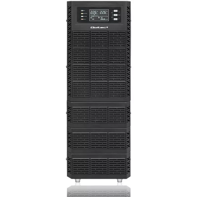 Qoltec 52284 Nepertraukiamo maitinimo šaltinis UPS | 10kVA | 10000W | Galios koeficientas 1.0 | LCD | EPO | USB | On-line