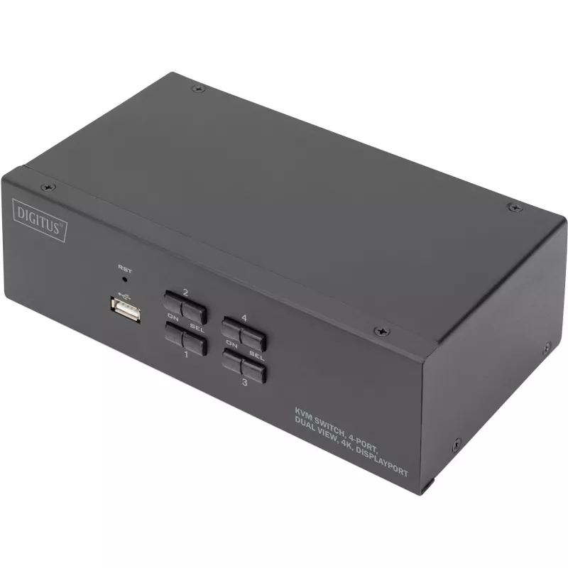 DIGITUS KVM jungiklis, 4 prievadai, du ekranai, 4K, DisplayPort®