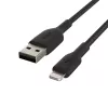 Pintas USB-A į Lightning kabelis 15 cm juodas