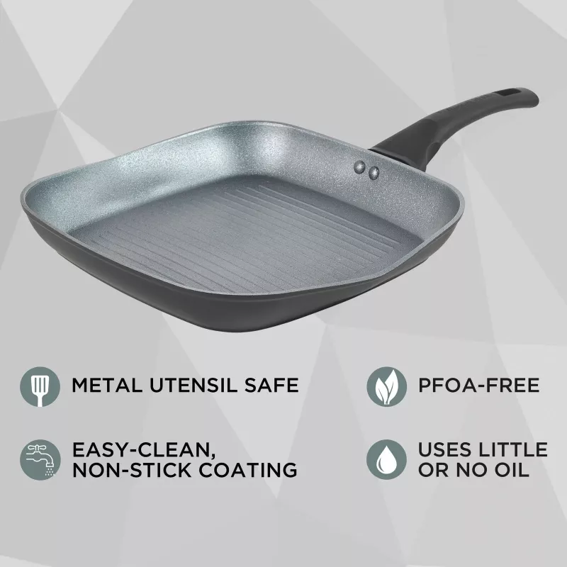 Griddle keptuvė Russell Hobbs RH01861EU7 28 cm Crystaltech – nelipni dangtis, plokščia grilio keptuvė