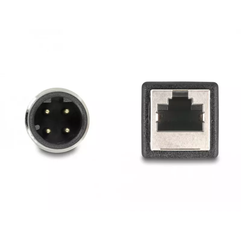 DeLOCK M12 adapterinis kabelis D-coded 4 kontaktų kištukas į RJ45 lizdą 50 cm