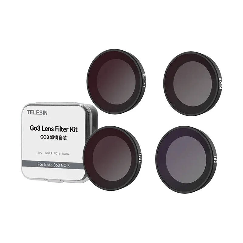 4 vienetų CPL/ND8/ND16/ND32 Telesin filtrų rinkinys, skirtas Insta360 GO 2/3 kamerai
