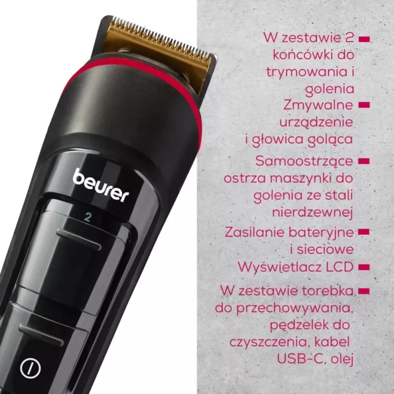 Beurer MN4 barzdos ir šepetėlio kirpimo mašinėlė, įkraunama, precizinis pjovimas