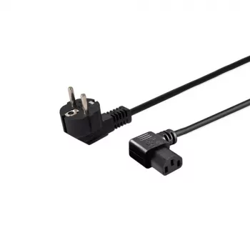 Maitinimo laidas SAVIO CL-116 — 1,8 m, juodas, lenktas C tipo kištukas į lenktą IEC C13, 3 gyslų 0,5 mm²