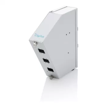 DIN bėgio šviesolaidžių splaisų skirstytuvas DIGITUS DN-96894 — kampuotas, 6 SC SX / LC DX, aliuminis, pilkas