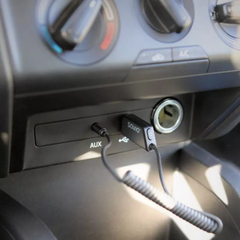 Savio TR-16 Bluetooth siųstuvas AUX adapteris su laisvų rankų funkcija, Bluetooth 5.3, Google Assistant/Siri
