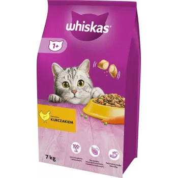 Sausas kačių ėdalas Whiskas suaugusioms katėms su vištiena 7 kg – granulės