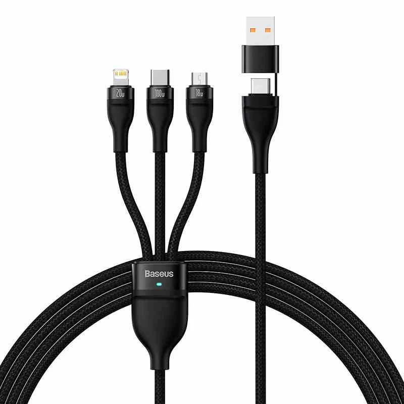 USB laidas Baseus CASS030101 1,2 m USB A/USB C USB C/Micro-USB B/Lightning juodas