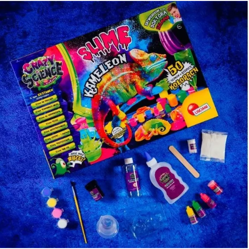 Liscianigiochi mokslo rinkinys „Crazy Science Slime Chameleon“ 304-PL89246 – edukacinis gleivių eksperimentų rinkinys