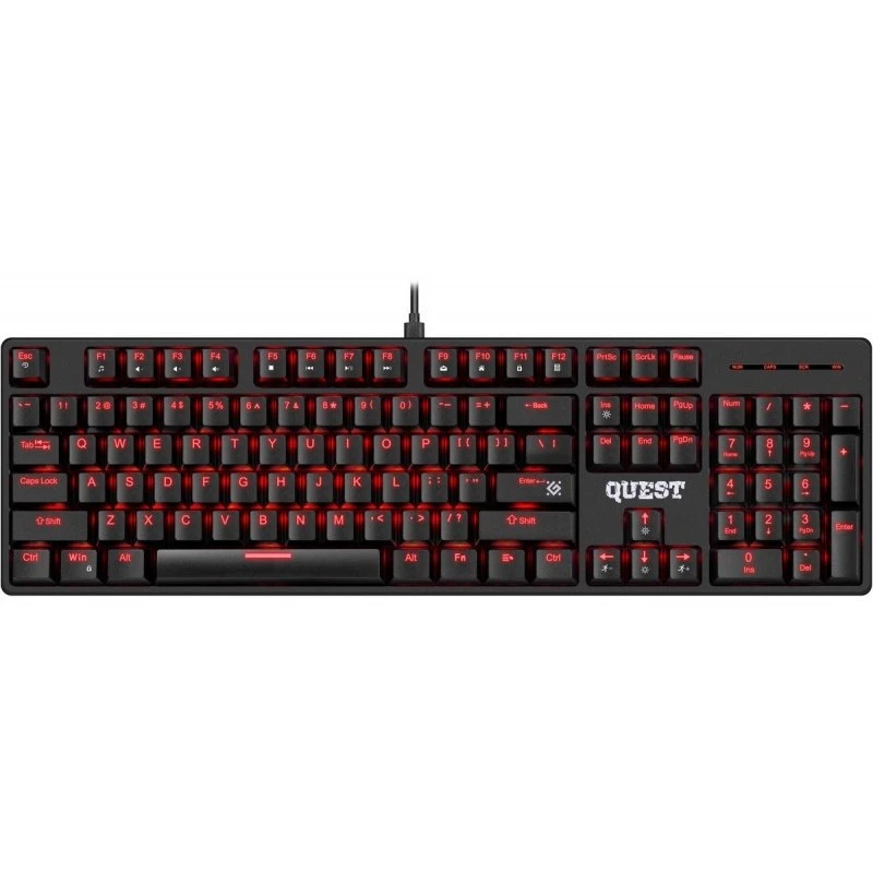 Mechaninė klaviatūra DEFENDER QUEST GK-596 – RGB apšvietimas, Anti-Ghosting, laidas, kompaktiškas išdėstymas