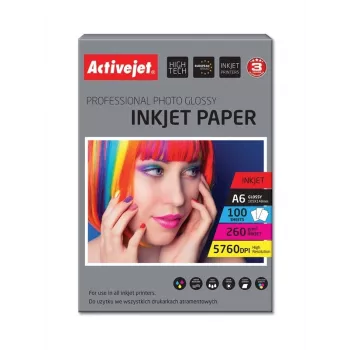 Activejet AP6-260GR100 fotopopierius rašaliniams spausdintuvams; A6; 100 vnt., 10x15