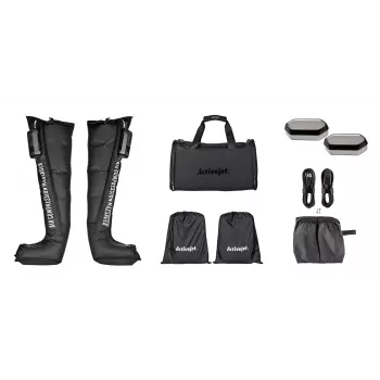 Limfodrenažinis kojų masažuoklis ActiveJet ACM-PLUS-A1 M, baterija 25 W, juodas, 380×950×60 mm