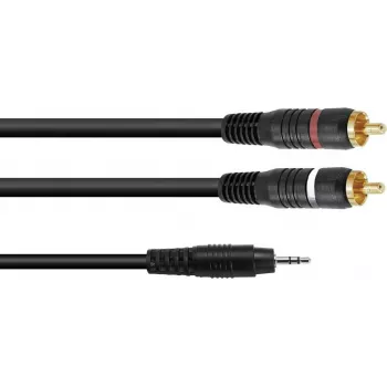 Garso adapterio laidas Omnitronic 3,5 mm lizdas – 2×RCA, 1 m