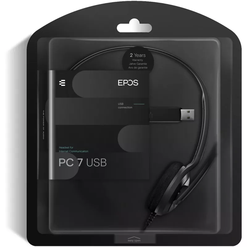 Sennheiser PC 7 USB ausinės su mikrofonu, laidinės, viena ausine, biurui, USB Type-A, juodos