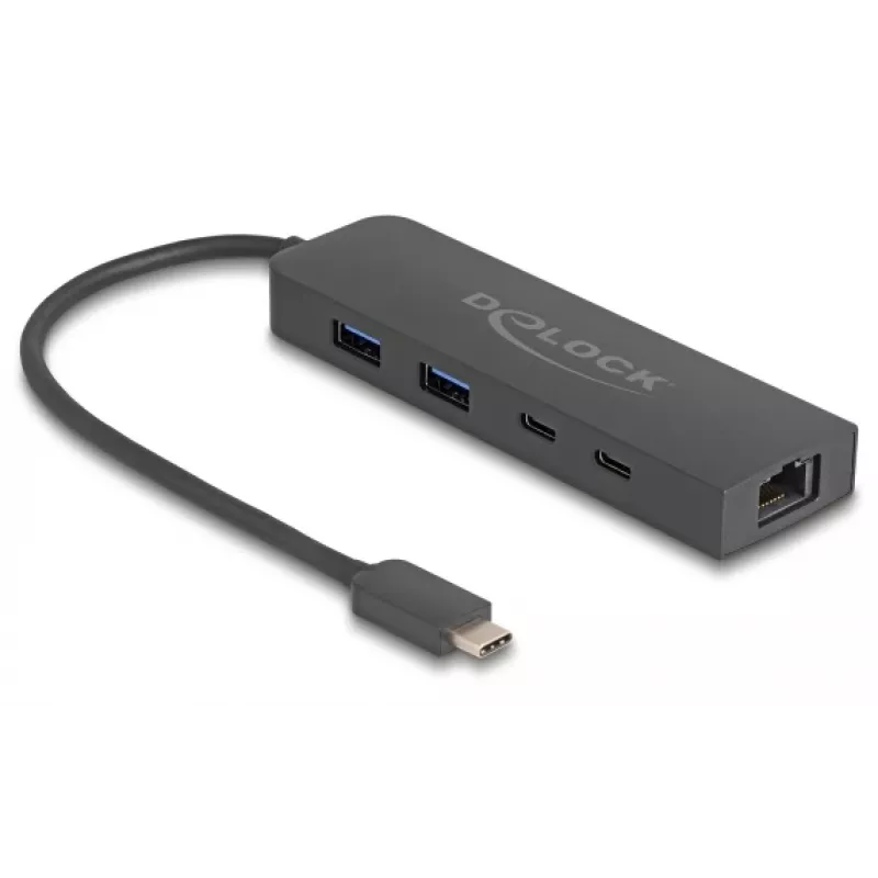 USB šakotuvas DeLOCK 10 Gbps su 2.5 Gigabit LAN ir PD 85 W