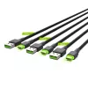 Green Cell Ray KABGCSET02 USB-A – USB-C laidų rinkinys (3 vnt.), 1,2 m, 480 Mbps, žalia LED šviesa