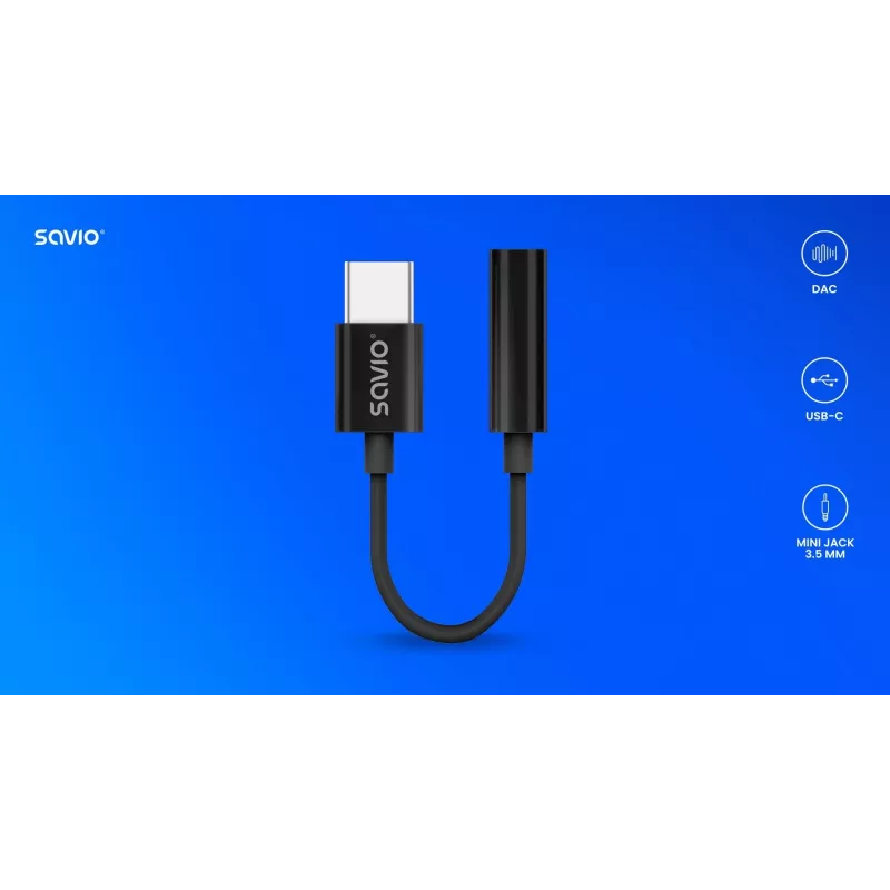 Adapteris audio USB-C į Jack 3,5 mm SAVIO AK-74