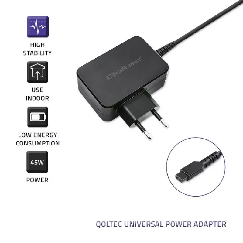 Qoltec 51025 maitinimo adapteris / keitiklis vidaus naudojimui Juodas