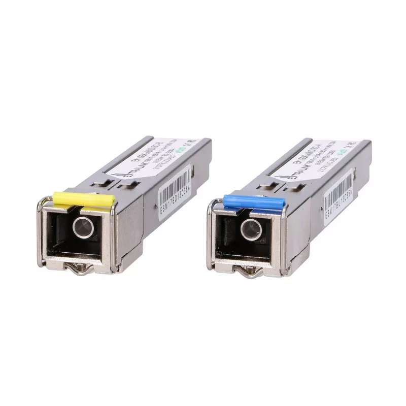 SFP WDM šviesolaidinis siųstuvų-imtuvų pora Extralink 1.25G 1310/1550nm vienmodis 3km SC DOM