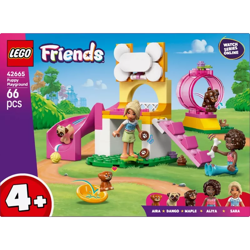 Konstruktorius LEGO Friends Šuniukų žaidimų aikštelė 42665, 66 detalės, 2 minifigūrėlės, nuo 4 metų