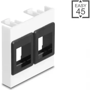 Montavimo rėmelis DELOCK Easy 45 2x Keystone laikikliai 45×45 mm baltas/juodas