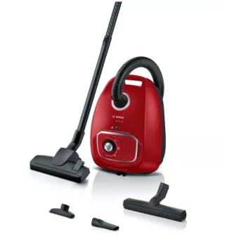 Siurblys Bosch BGB 41RD3H — 600 W, 4 L dulkių maišas, HEPA filtras, 11 m spindulys, teleskopinis vamzdis, raudonas