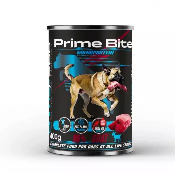 PRIME BITE Monoprotein Ožka su burokėliais – šlapia šunų dieta – 400g