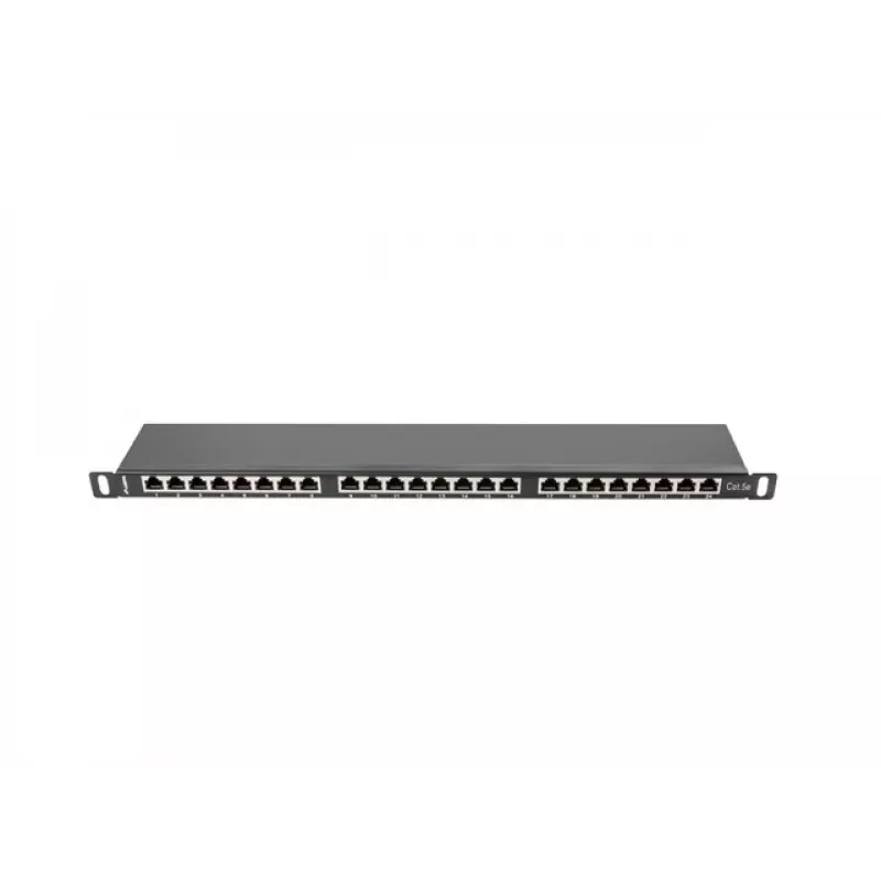 Paskirstymo panelė LANBERG PPS5-0024-B 24 prievadų CAT5e, metalinė, 0,5U, 445×99×22,3 mm, juoda
