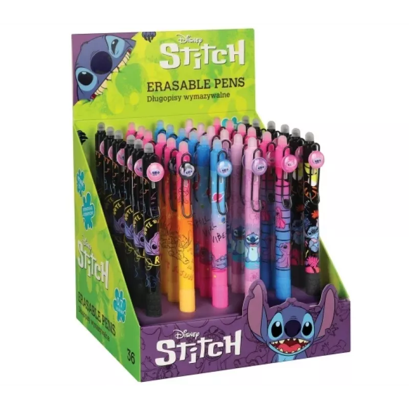 Ištraukiamas guminis ištrinamas rašiklis CoolPack Disney Stitch juodas