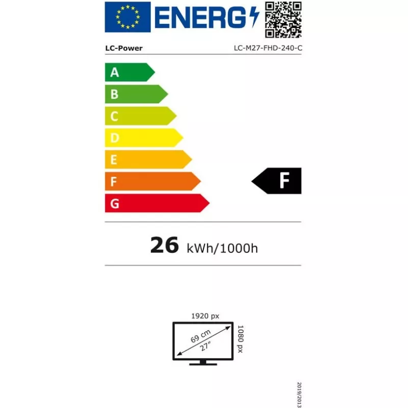 68,6 cm (27 inch) LC-Power LC-M27-FHD-240-C žaidimų lenktas monitorius, Full HD, 1 ms, 240 Hz, 3xHDMI, DisplayPort, VESA, juodas